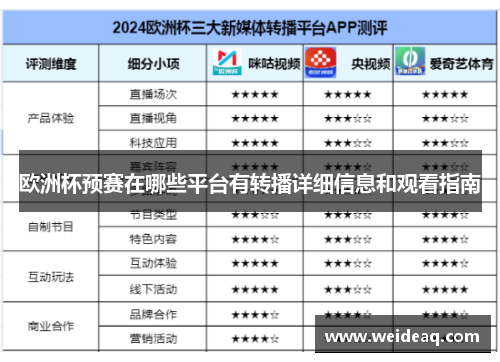 欧洲杯预赛在哪些平台有转播详细信息和观看指南